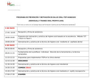 horario curso Itop Bilbao mayo 2017